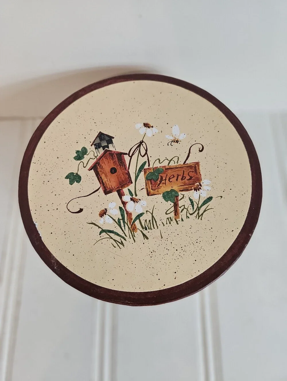 Vintage Set 3 Nesting Storage Boxes Herbs Folk Art Farmhouse Cottagecore Country